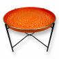 Preview: Tablett Vitoria Ø 40 cm – Klappbarer Tabletttisch in Orange im marokkanischen Stil